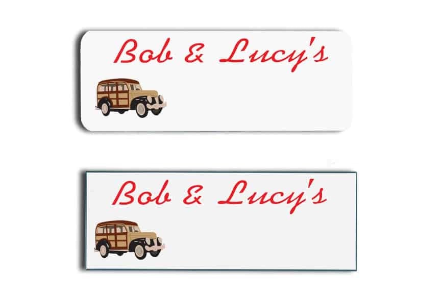 Bob and Lucy's Name Tags Badges
