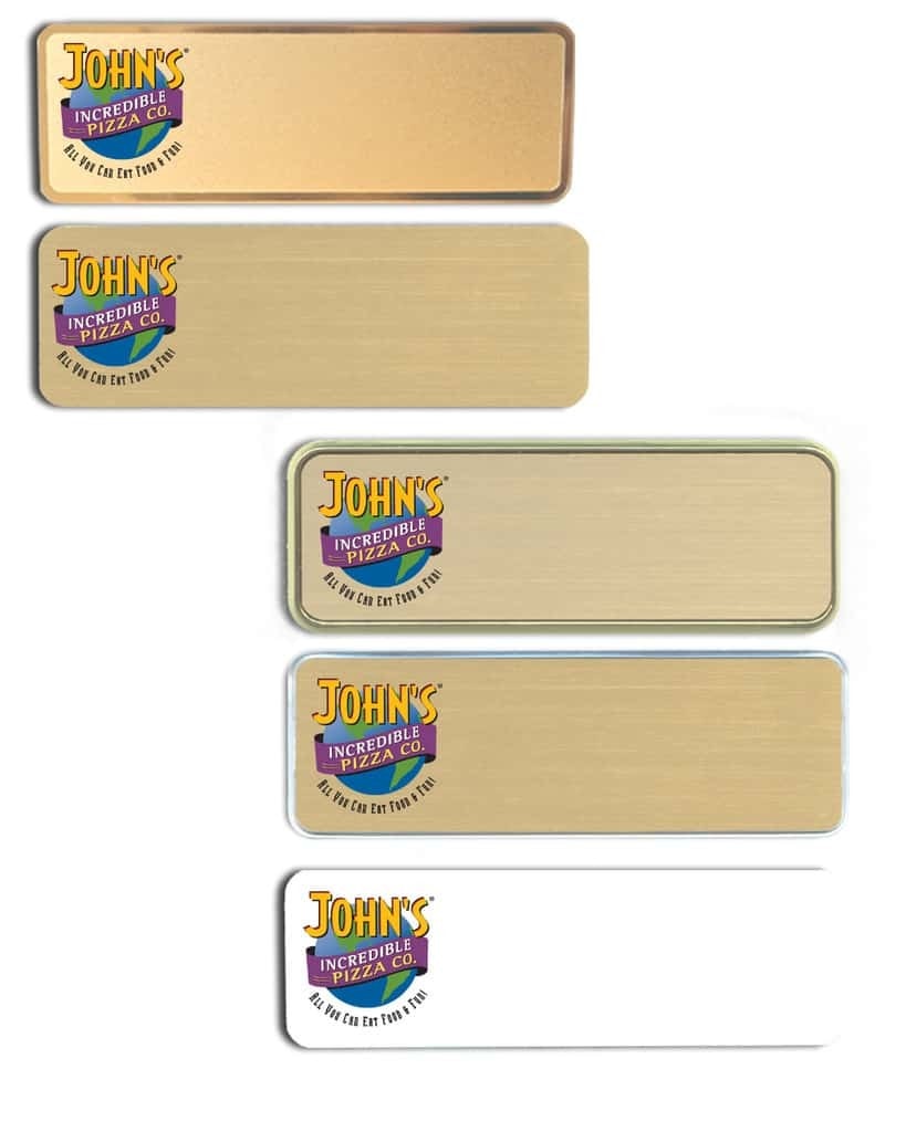 Johns Incredible Pizza Name Tags Badges