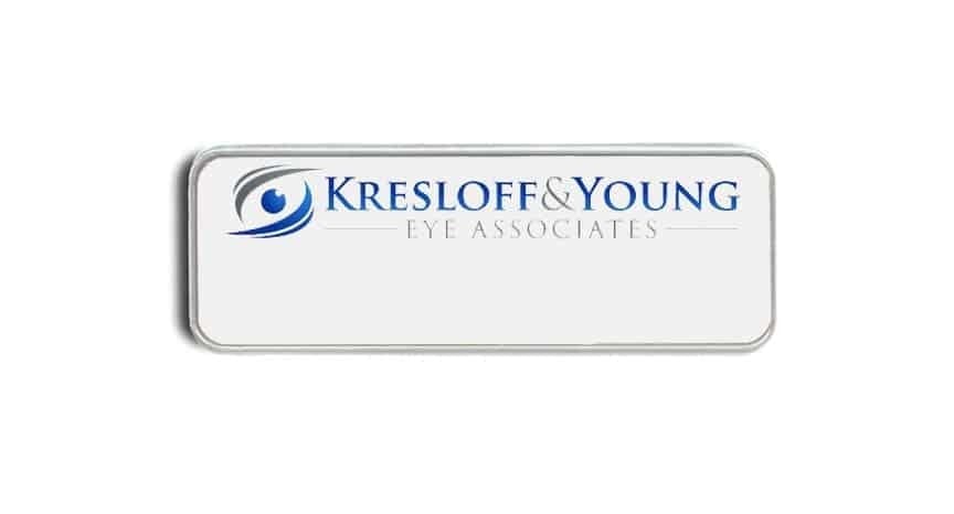 Kresloff & Young name badges tags