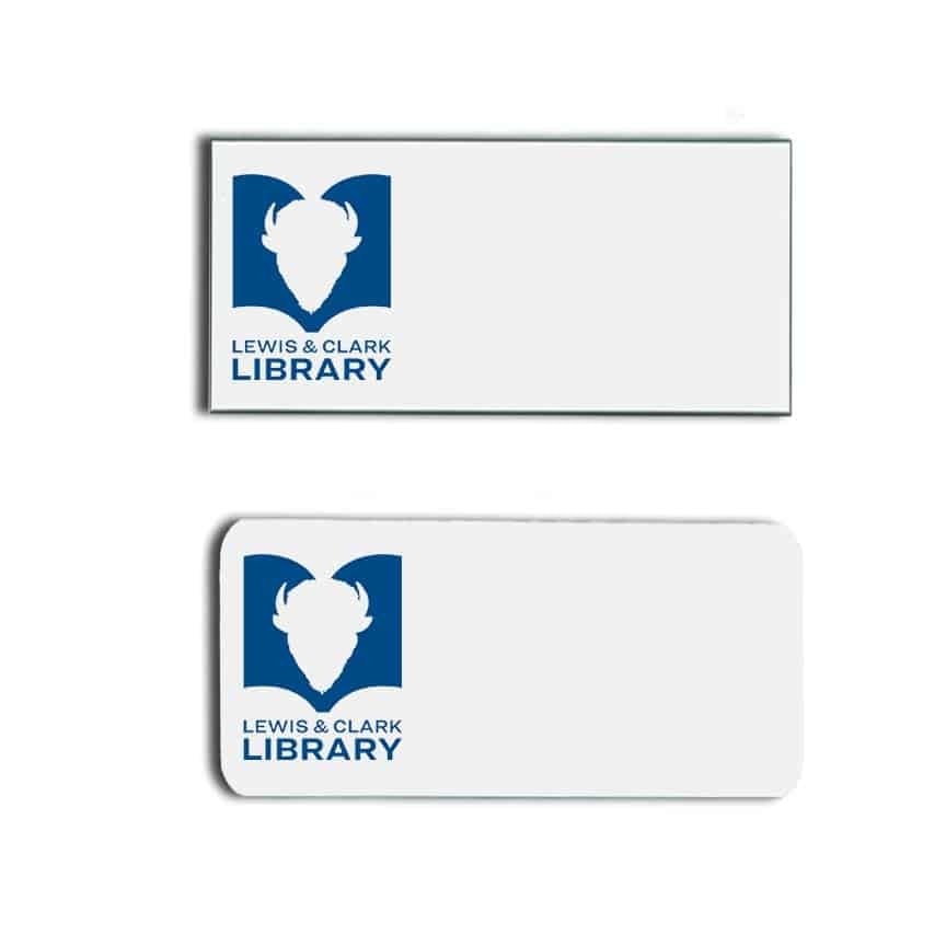 Lewis & Clark Library name badges tags