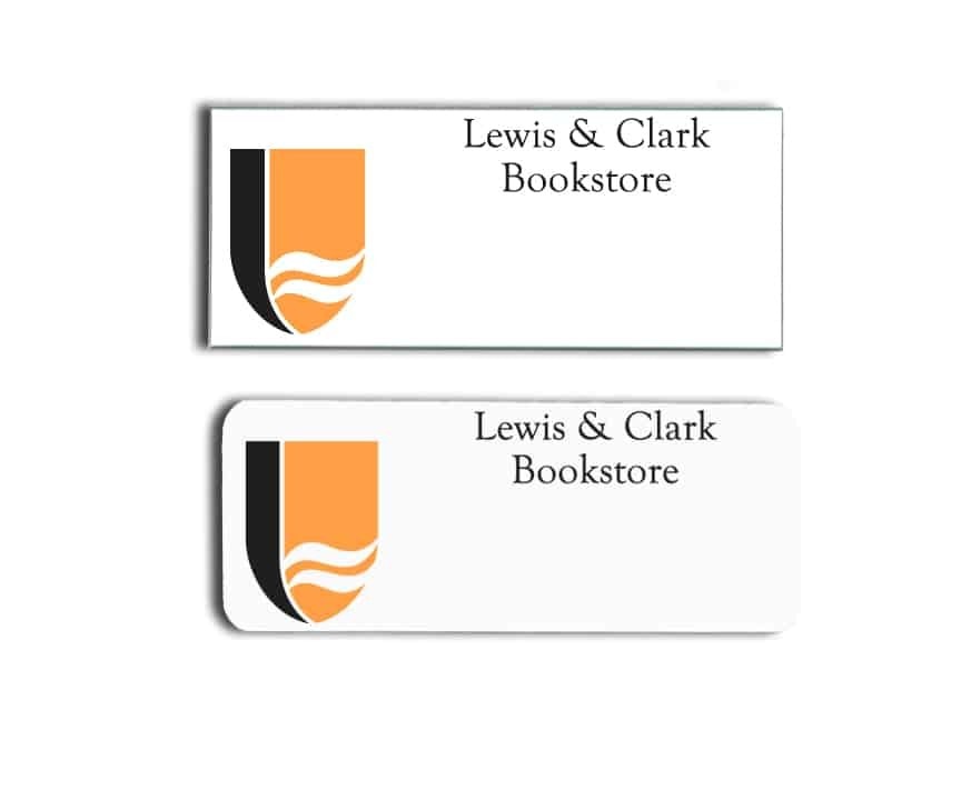 Lewis and Clark Bookstore name badges