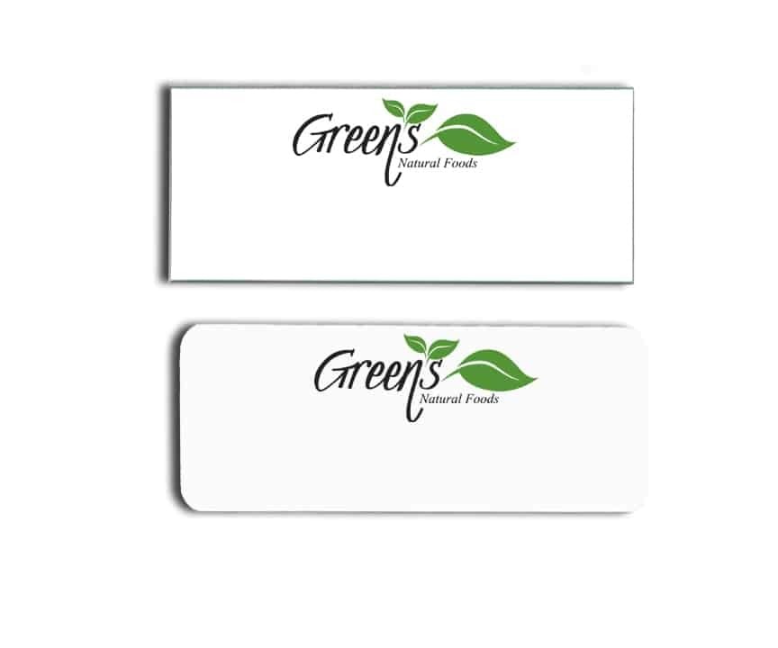 greens natural foods name badges tags