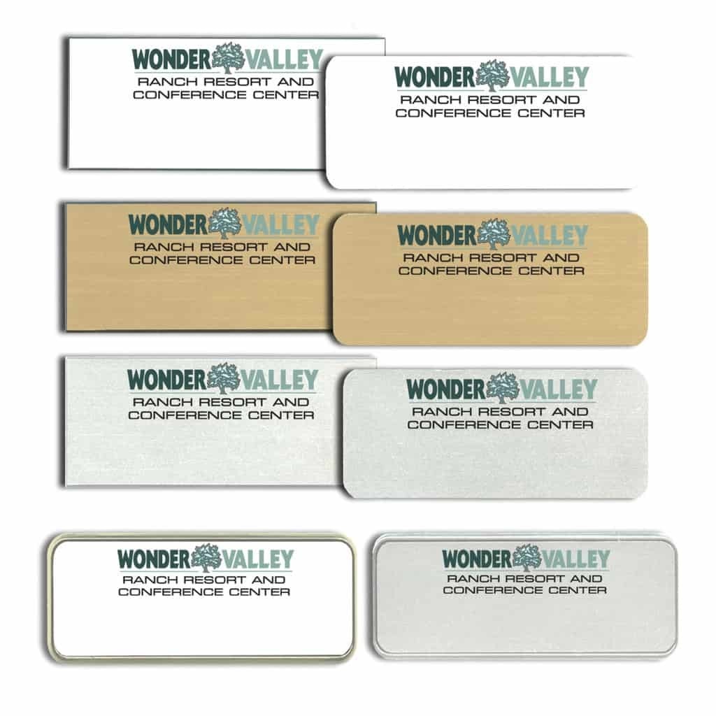 wonder valley ranch resort name tags badges